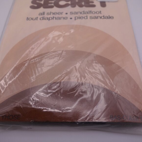 SECRET All Sheer Sandalfoot Nightshade 110-140LBS MEDIUM 100% Nylon Panty Hose - Picture 2 of 12